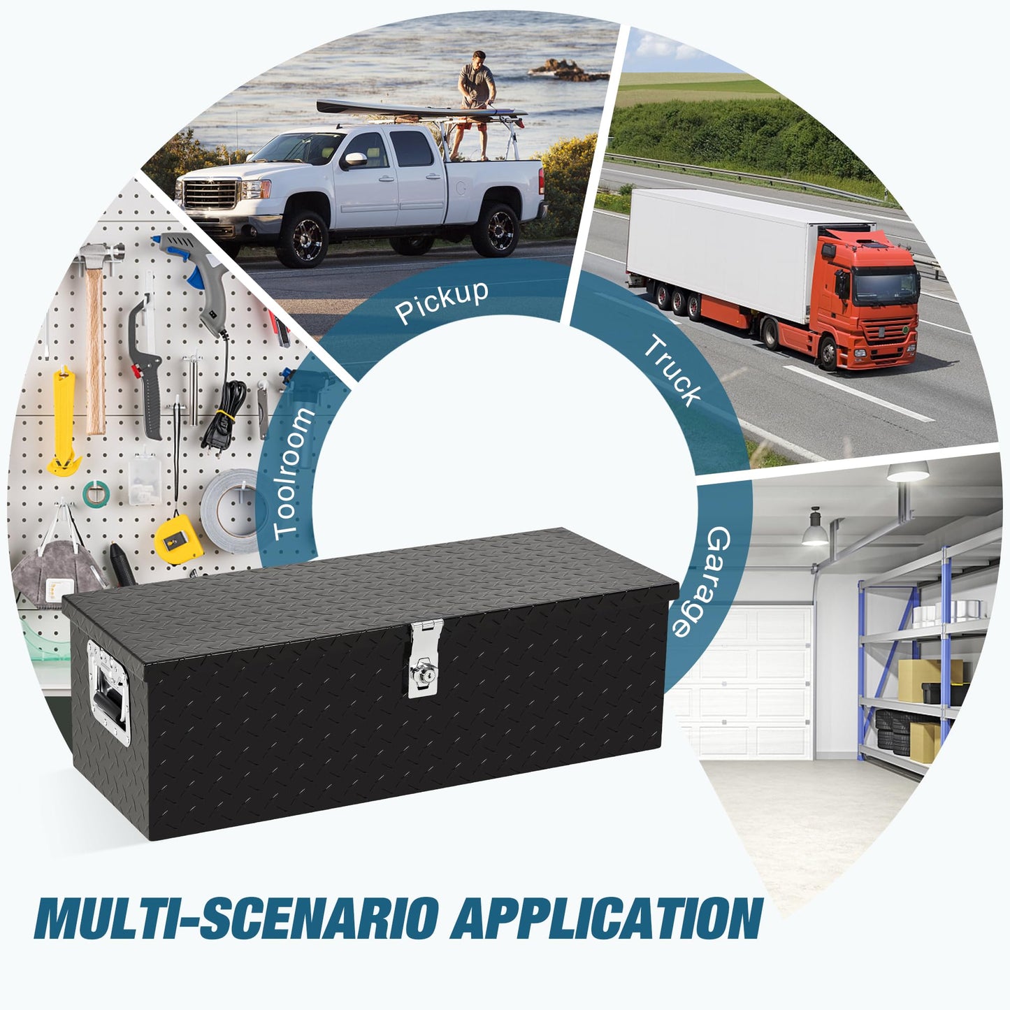 OUTLANE Heavy Duty Aluminum Underbody Truck Tool Box – 30x13x9.6 Inch Diamond Plate Lockable Storage Chest, Waterproof & Rust-Proof, Side Handles, for Pickup Truck Bed, RV, Trailer, Workshop, Garage