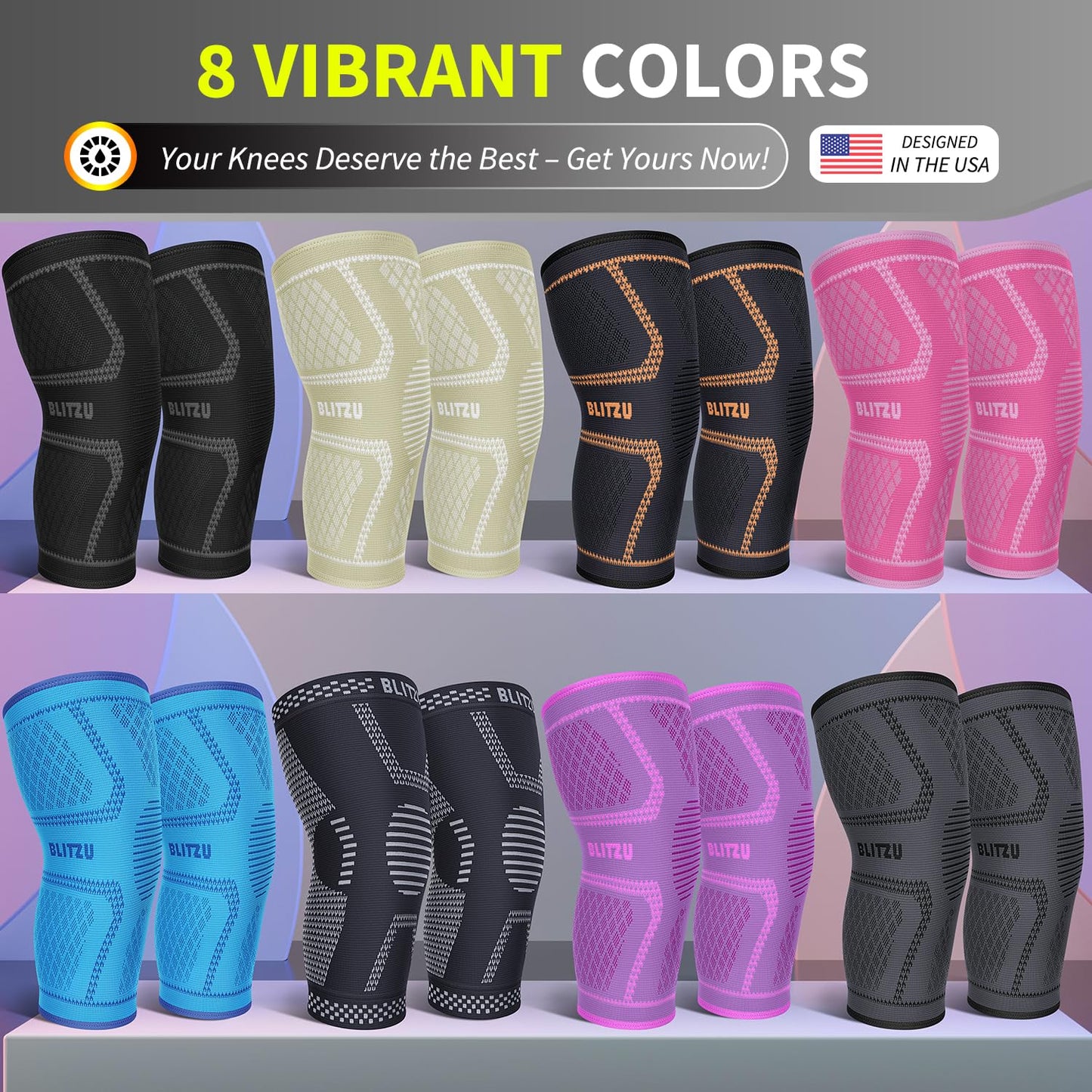 Knee Brace for Meniscus Tear 2 Pack, Knee Compression Sleeve for Men and Women, Knee Support for Arthritis, Swelling, Inflammation, ACL, Pain Relief, Running, Workout, Sports and Recovery Black L
