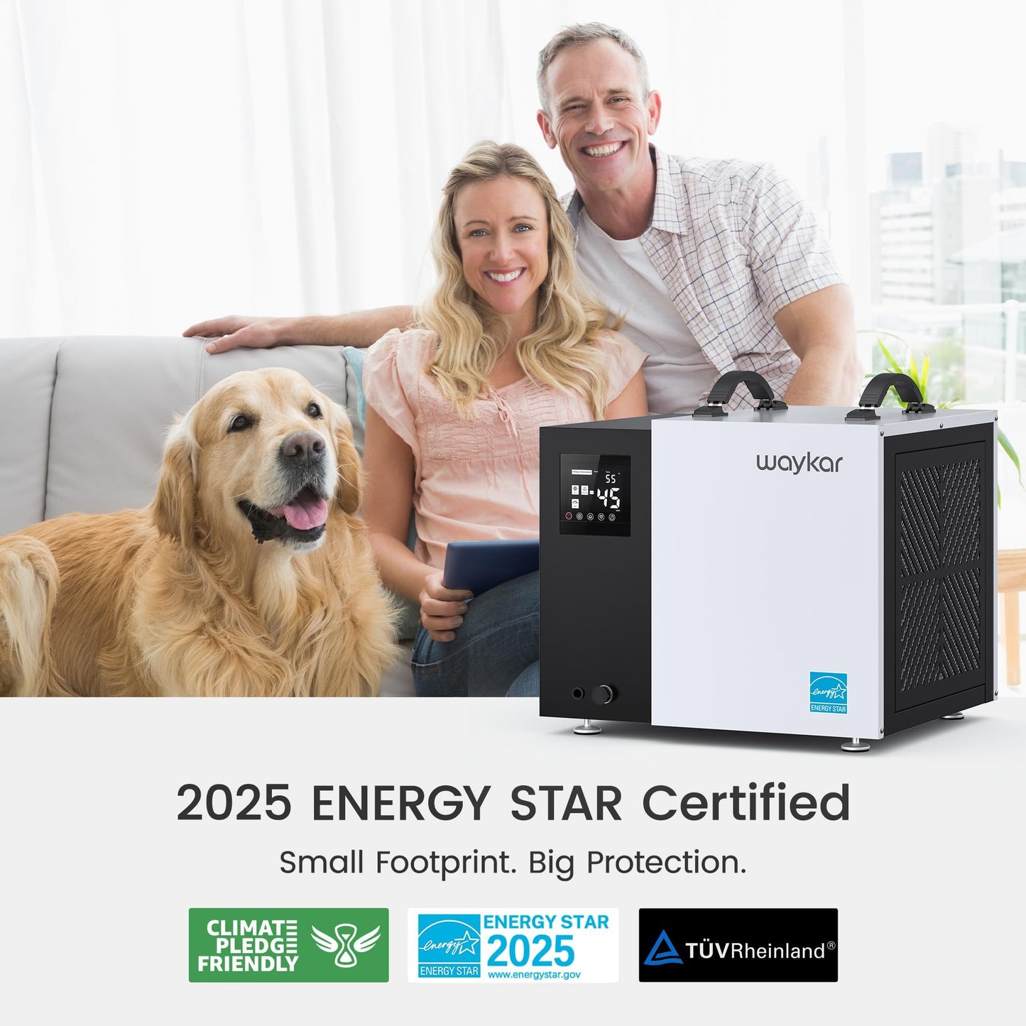 Waykar 70 Pint Energy Star Crawl Space Dehumidifier with Drain Hose for Basements, Commercial & Water Damage Spaces up to 5000 Sq. Ft., Compact, Strong Dehumidification, 5-Year Quality Coverage