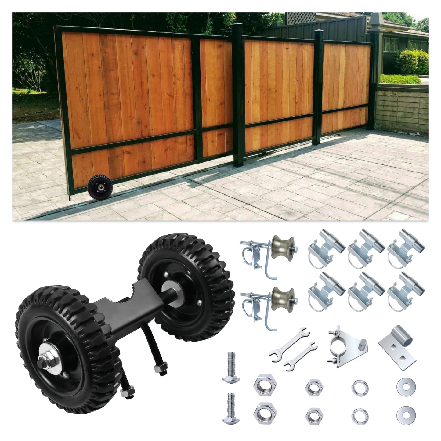 Jeogejin Rolling Gate Hardware Kit for Chain Link Gate Sliding Gate Hardware, Suitable for Sliding Gate Construction in Various Scenarios（Farm, Ranch, Yard）
