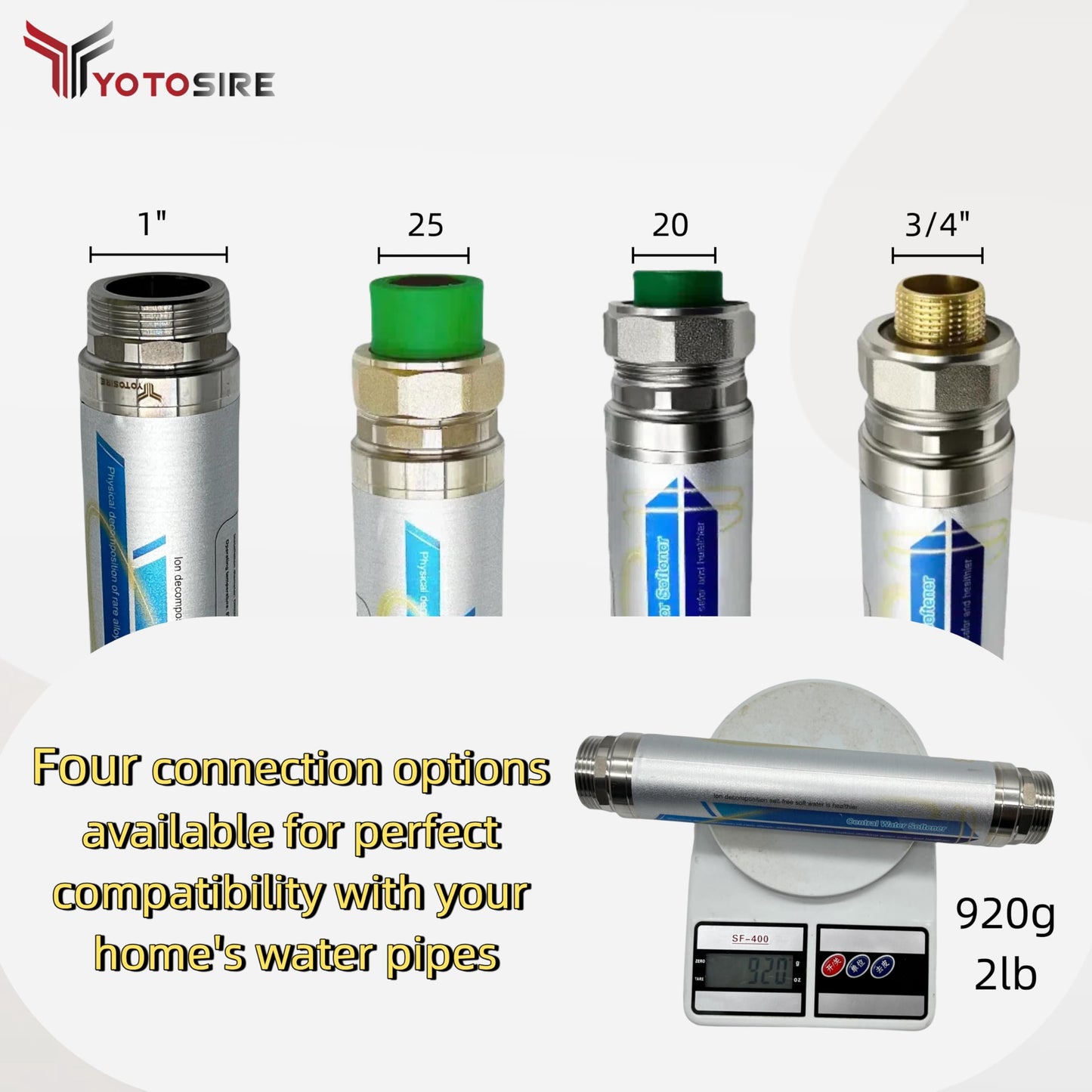 Salt-Free Whole House Water Descaler-1.2" and ¾ NPT Water Descaler System, Prevents Limescale in Pipes, Water Heaters & Boilers, 10-Year Durability, No Salt or Maintenance