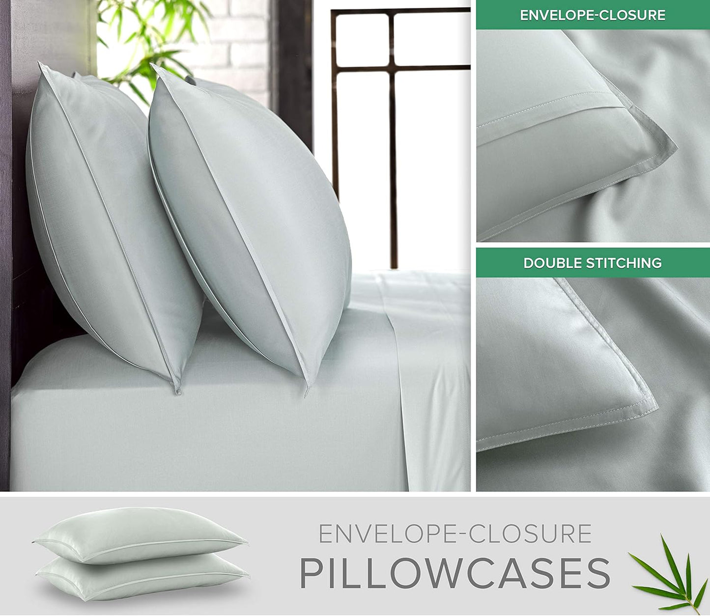 Pure Bamboo Twin XL Sheets - 100% Organic Viscose Bed Sheet Set | Luxuriously Soft & Cooling (Sea Glass)