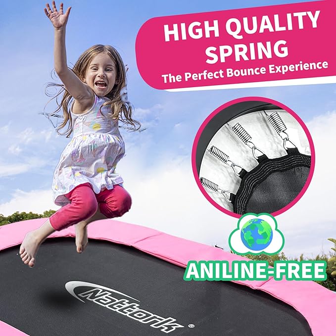 Nattork 56" Kids Trampoline Indoor, Double Trampoline with Adjustable Handle for Kids, Indoor/Outdoor Foldable Jumper, Max Load 220lbs
