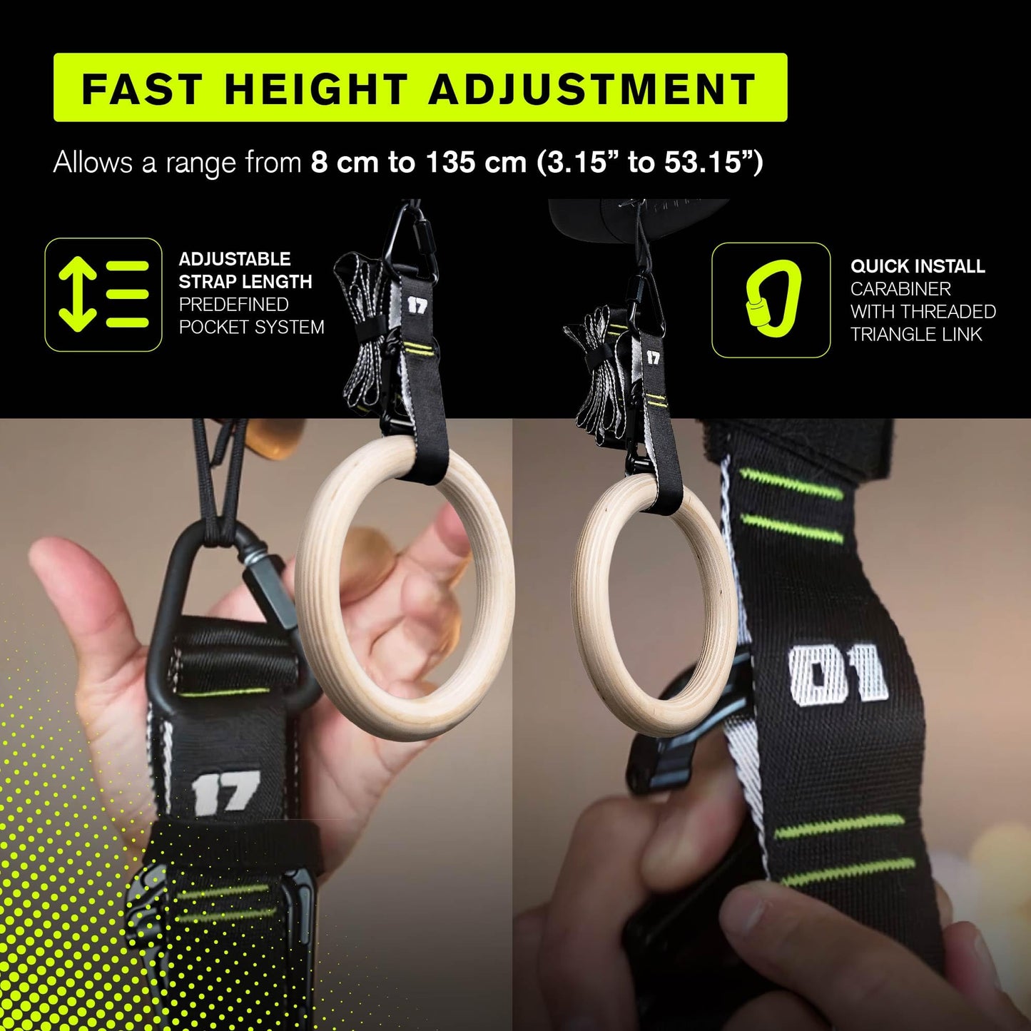 Eleviia Ultimate Pullup Travel Package: 9-Piece Kit Includes The Original Eleviia Doorway Pullup Bar System, Wooden Rings and Travel Straps, and Super Compact Travel Bag