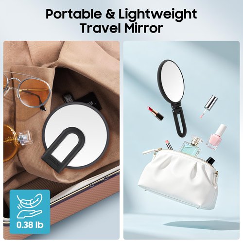 B Beauty Planet 40X Magnifying Mirror, Hand Mirror for Makeup, Double Sided with 40X/1X Magnification, Travel Essential, Portable Foldable for Desktop and Bathroom, Gift for Women, Black