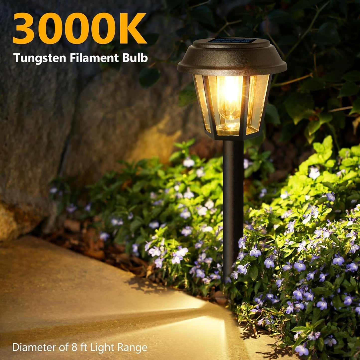 Priddop Solar Pathway Lights - 12 Pack Waterproof Outdoor Lighting | 3000K Warm White Bulbs for Garden & Driveway