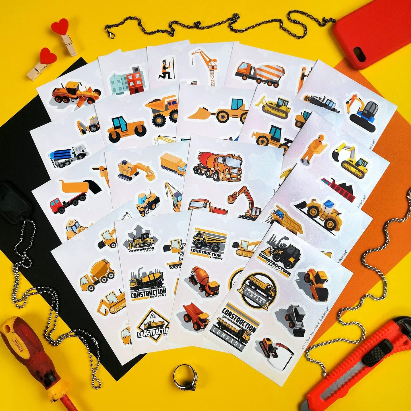 100 Pcs Construction-Themed Stickers - Perfect for Birthday Parties and Gifts