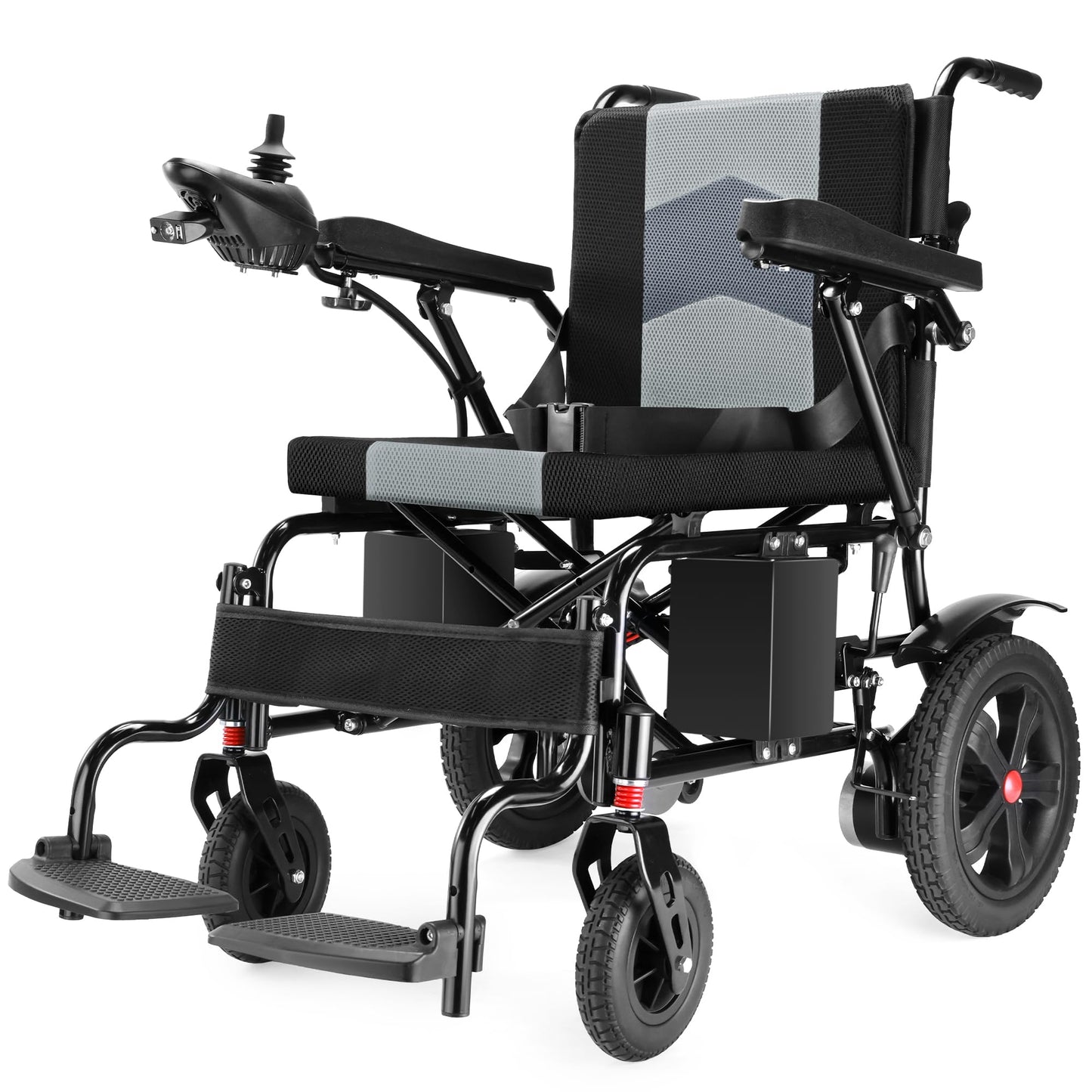 WalkFeel 19” Wide Seat Lightweight Electric Wheelchairs for Adults/Seniors/Handicap/Elderly - 330LB Capacity Foldable Power Wheelchair, All-Terrain Motorized Chair for Indoor/Outdoor/Travel, Gray