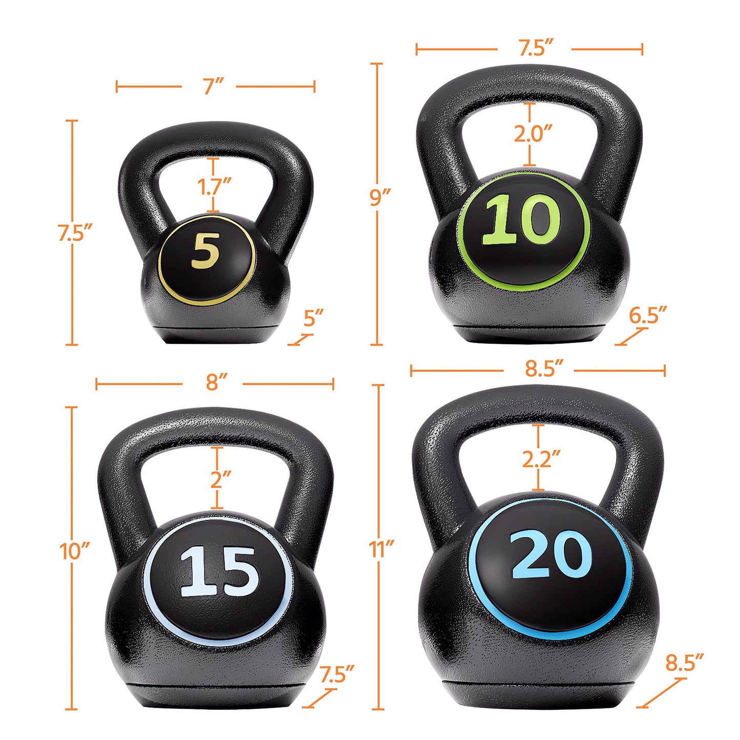 Yaheetech Kettlebell Sets 4 Piece Strength Training KettleBells Weight Set 5lb, 10lb, 15lb, 20lb Kettle Bell for Women & Men for Full Body Workout & Exercise Fitness