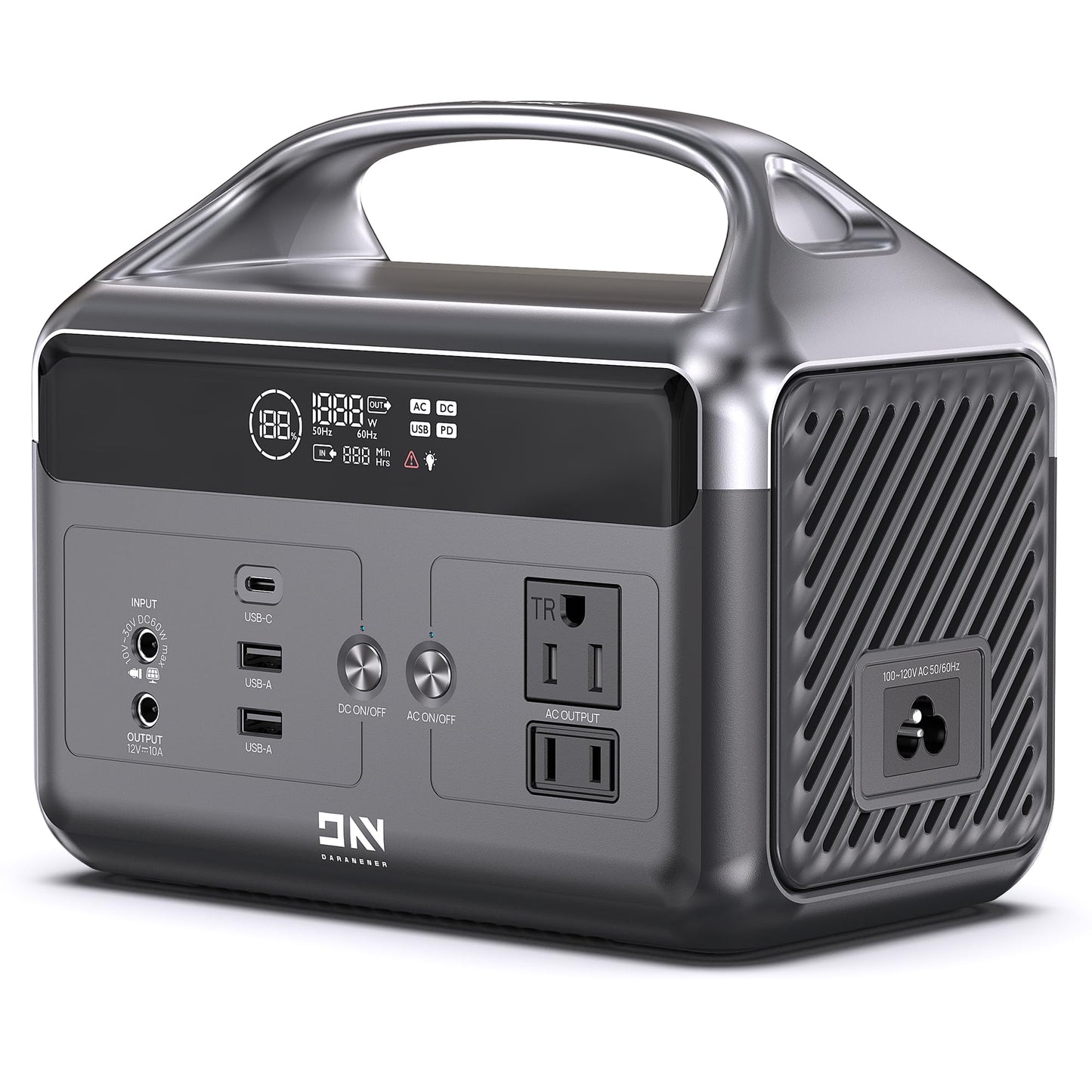 DaranEner Portable Power Station, 192Wh LiFePO4 Battery Backup Solar Generator with w/2 300W (Peak 600W) AC Outlets, USB-C PD 60W Fast Charge, Power Bank for Camping, Outdoor, Home,Emergency