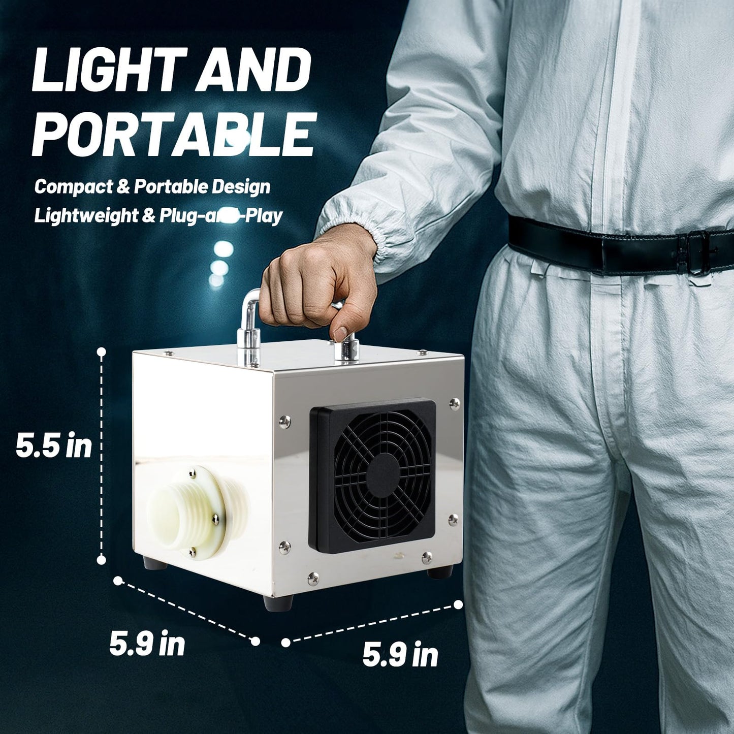 HANUU Portable PAPR Respirator System - High-Efficiency Powered Air Purifying Respirators with 33ft Long Hose - Large Airflow Supplied Air Respirator for Tunnel Construction Industrial