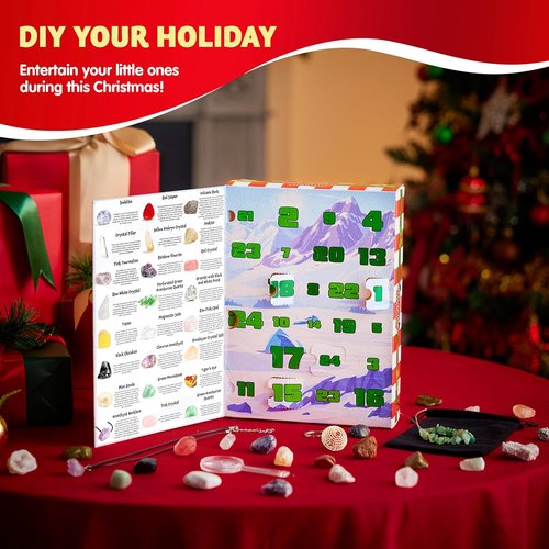 JOYIN Christmas Advent Calendar - 24 Days of Gemstones Countdown | Fun Gifts for Kids & Classroom Prizes