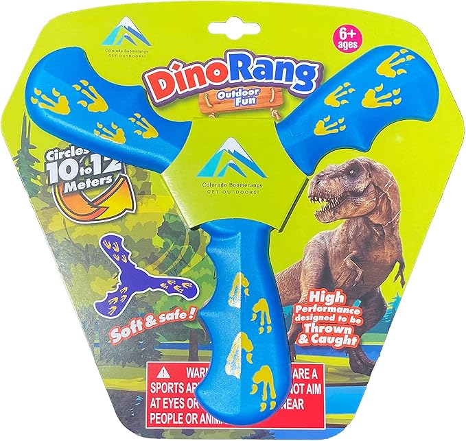 Dinorang Blue Boomerang - Great Beginner Boomerang for Kids or Adults. Soft and Safe.