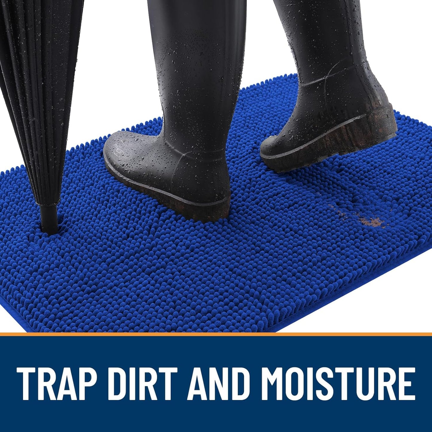 OLANLY Dog Door Mat - Absorbent Non-Slip Chenille for Muddy Paws | 70x32 Royal Blue Indoor Carpet