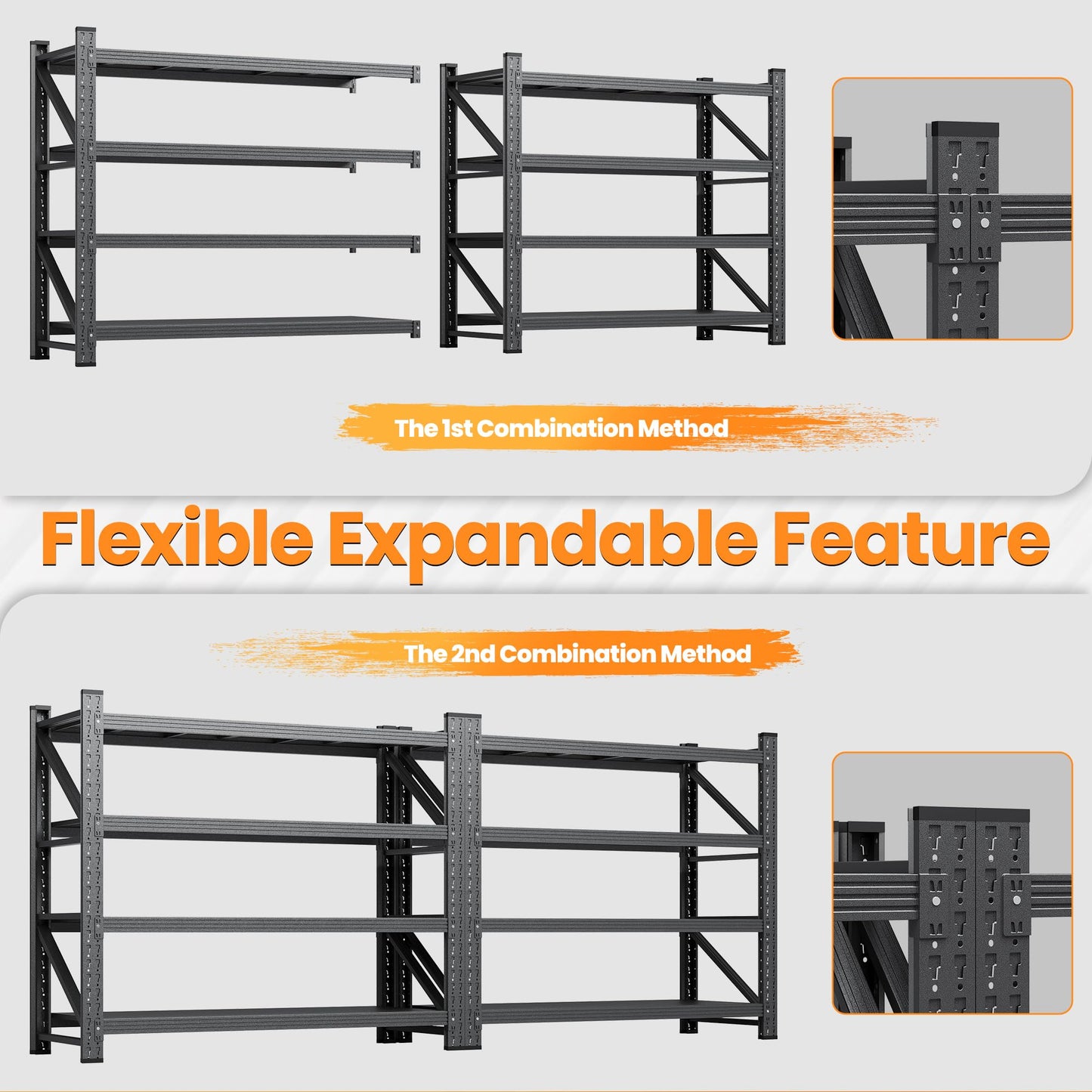 AFAIF 60" W Metal Shelving Heavy Duty, 24" Deep Large Storage Shelves, 4 Tier Tall Steel Industrial Shelving, 5000 LBS Adjustable Standing Shelf for Warehouse/Shop 60" W x 24" D x 70" H