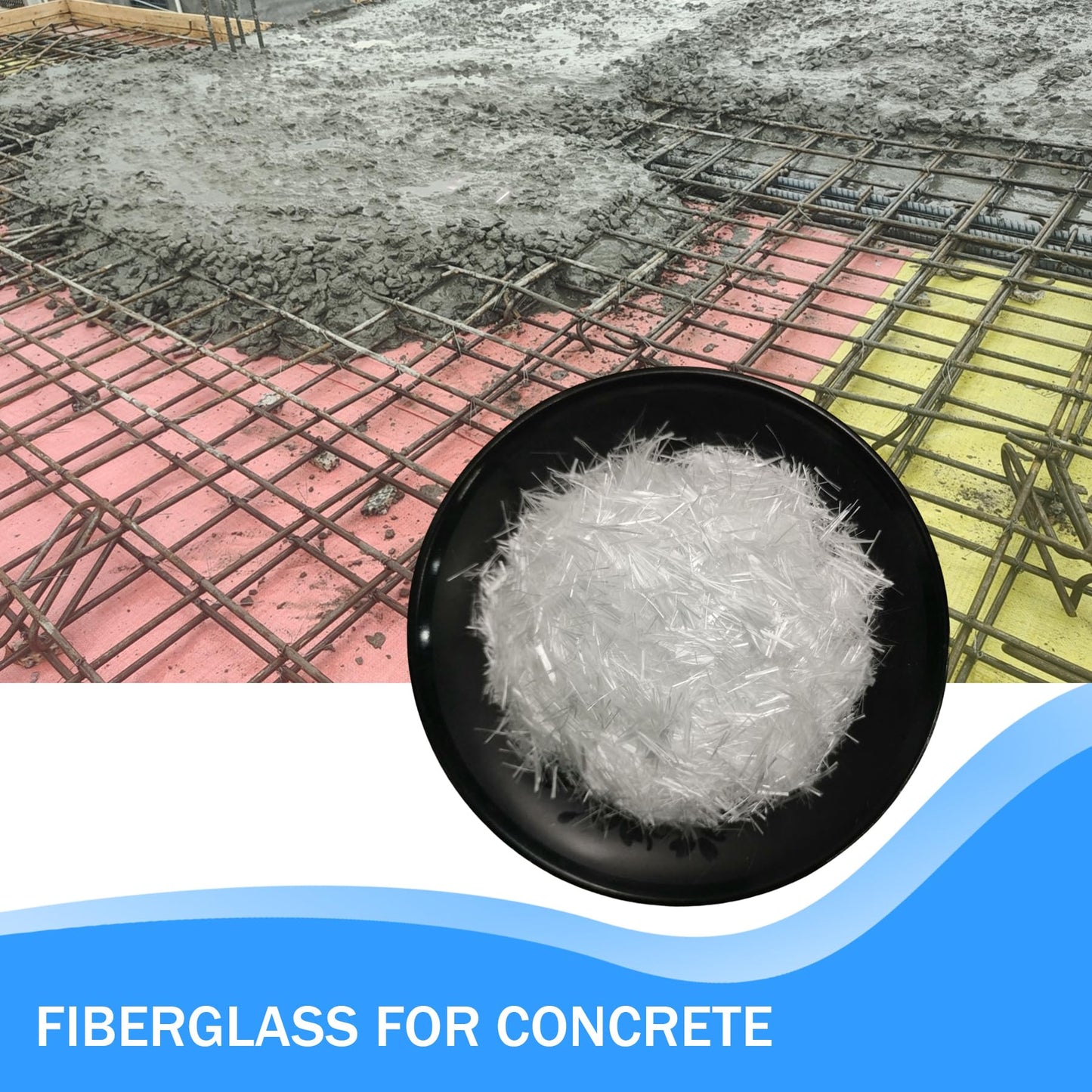 Fiberglass for Concrete, Concrete Fiber 3/4" Length,AR-Glass Chopped Strand Fiberglass for Cement Mortar Reinforcement (White, 8.8LB)