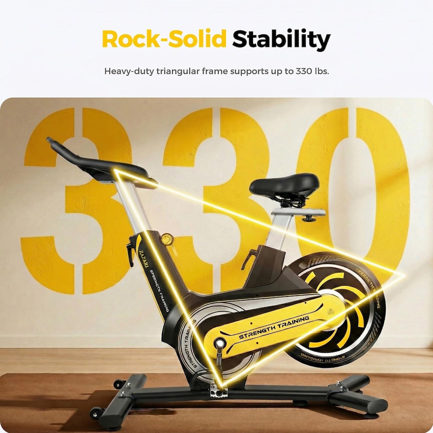 ZAZARI Compact Magnetic Exercise Bike, Space-Saving Rear Flywheel Stationary Bike for Home, 7-Level Lever Resistance, 330 lbs Capacity, Whisper Quiet Indoor Cycling Bike, Black