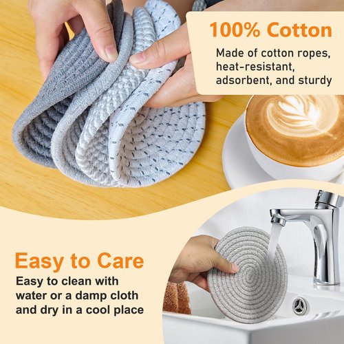7 Inches Trivets for Hot Dishes, Hot Pots and Pans, 4Pcs Thick Heat Resistant Trivet Mats for Kitchen，Pot Holders for Kitchen Counter, Table, Home Essentials, Kitchen Decor for Table Countertops