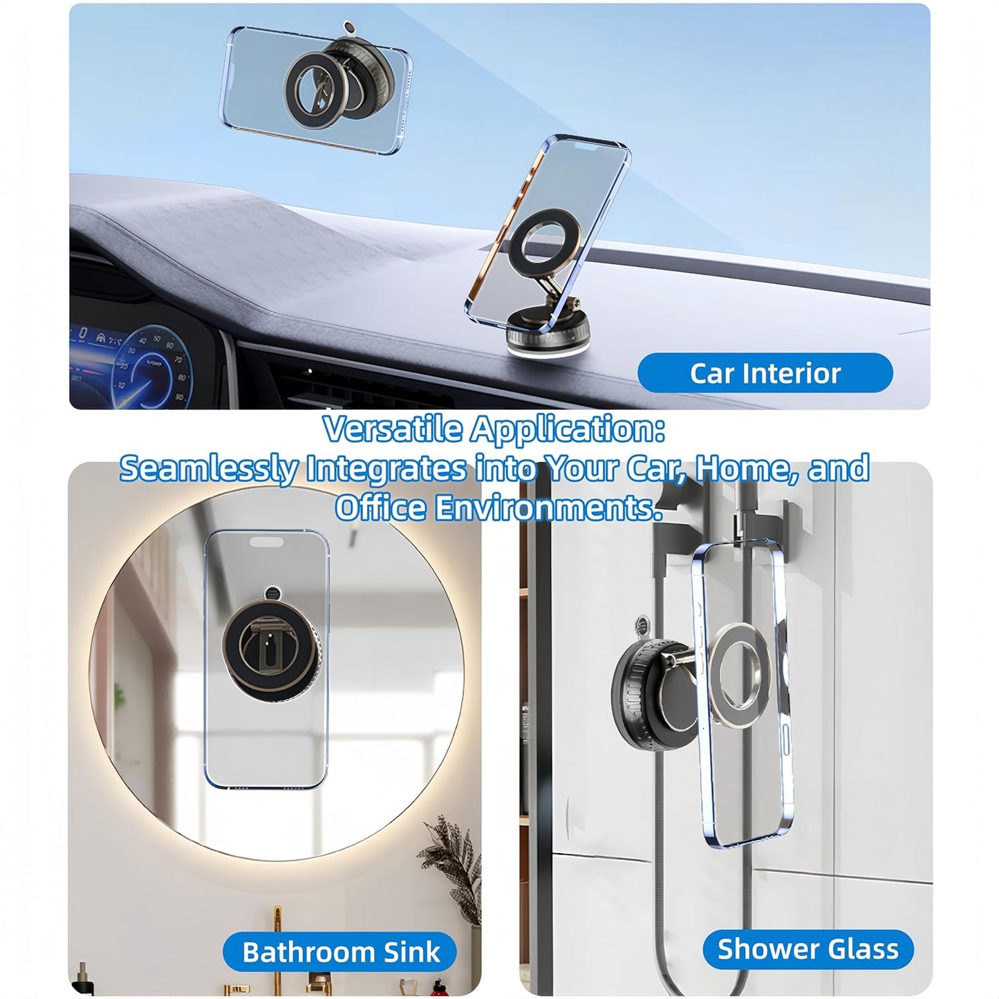Briteroh 2026 360 180+LBS 4200gf Upgraded Magnetic Car Phone Mount for MagSafe: Rotatable Adjustable Holder with Strong