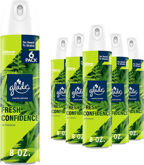 Glade Air Freshener Spray - Fresh Confidence Limited Edition | Essential Oil Infused, 8 oz, Pack of 6