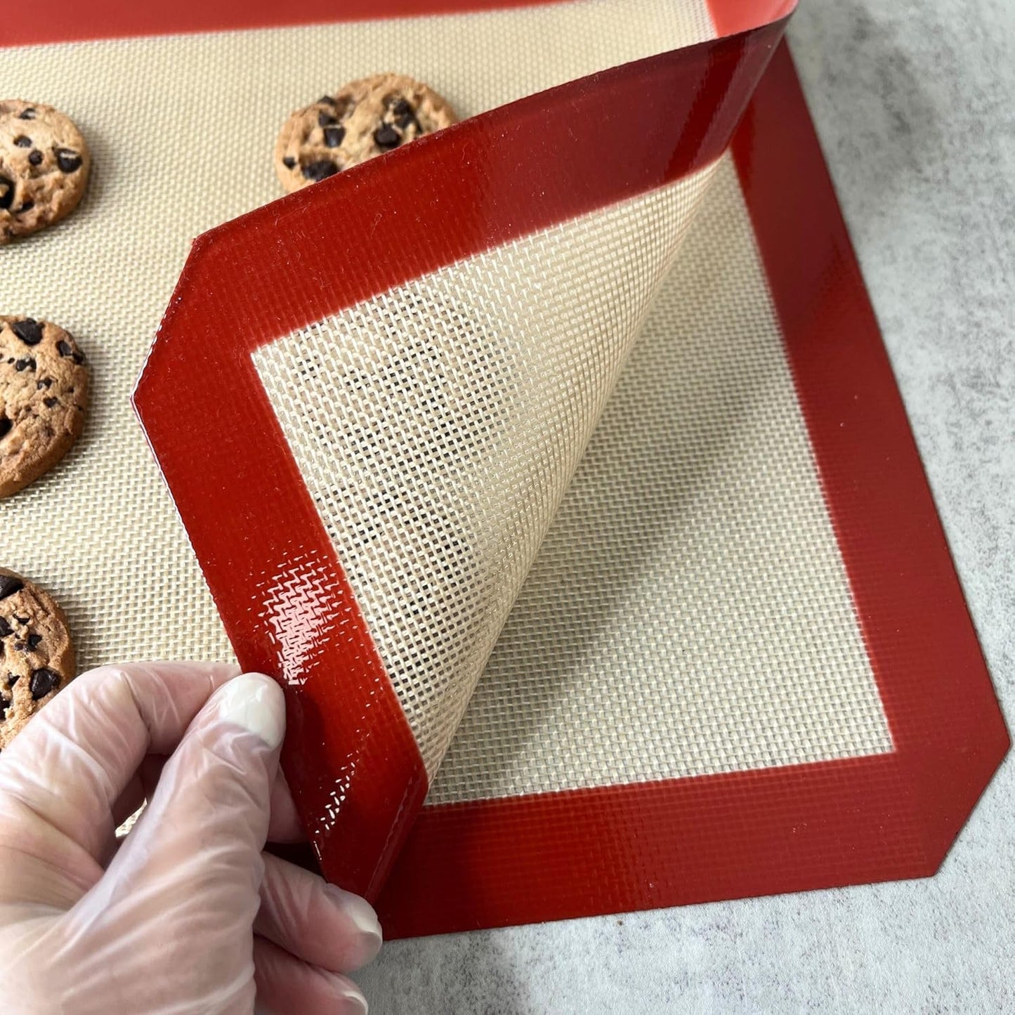 Silicone Baking Mat - 2 Pack Non-Stick Reusable Baking Mats for Oven | 16.5 x 11.6 Inches, Red