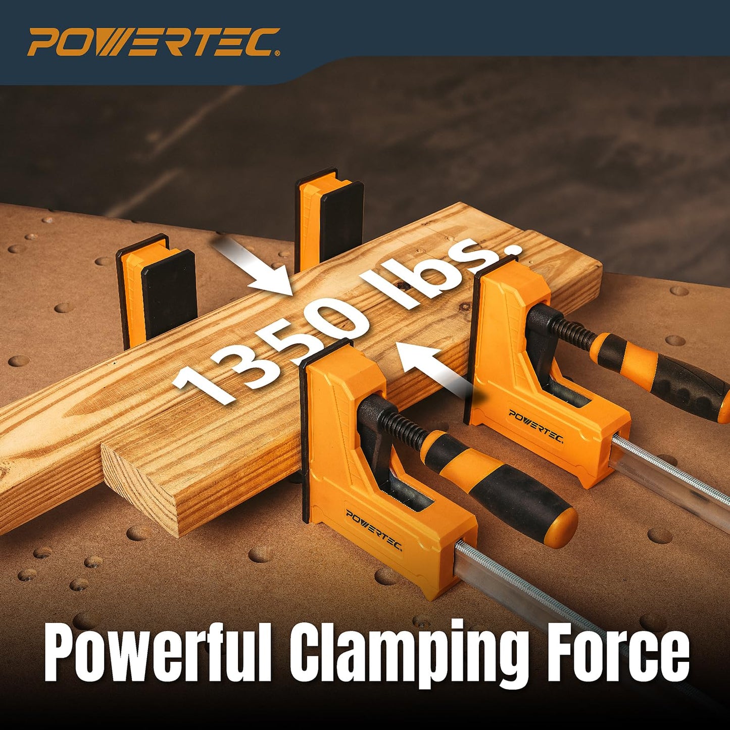 POWERTEC 72232-P2 36-Inch Parallel Clamps for Woodworking | 90 Degree Heavy Duty Steel Bar Jaw Clamp Spreader Tool, 4PK