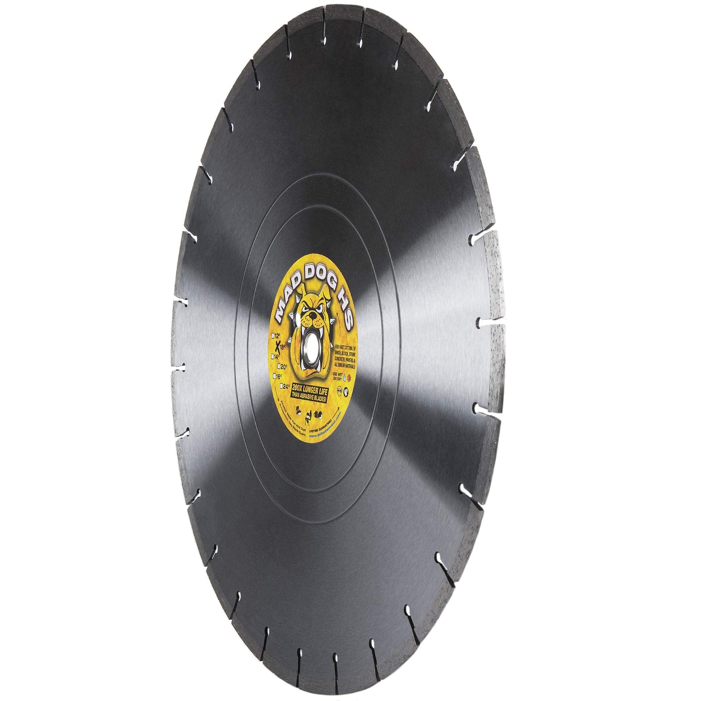Delta Diamond Mad Dog HS 18 Inch Segmented Diamond Saw Blade, .140 X 1" Arbor, Made in USA, Premium, Wet/Dry, Laser-Welded, General Purpose Cutting Concrete, Masonry, Stone (18")