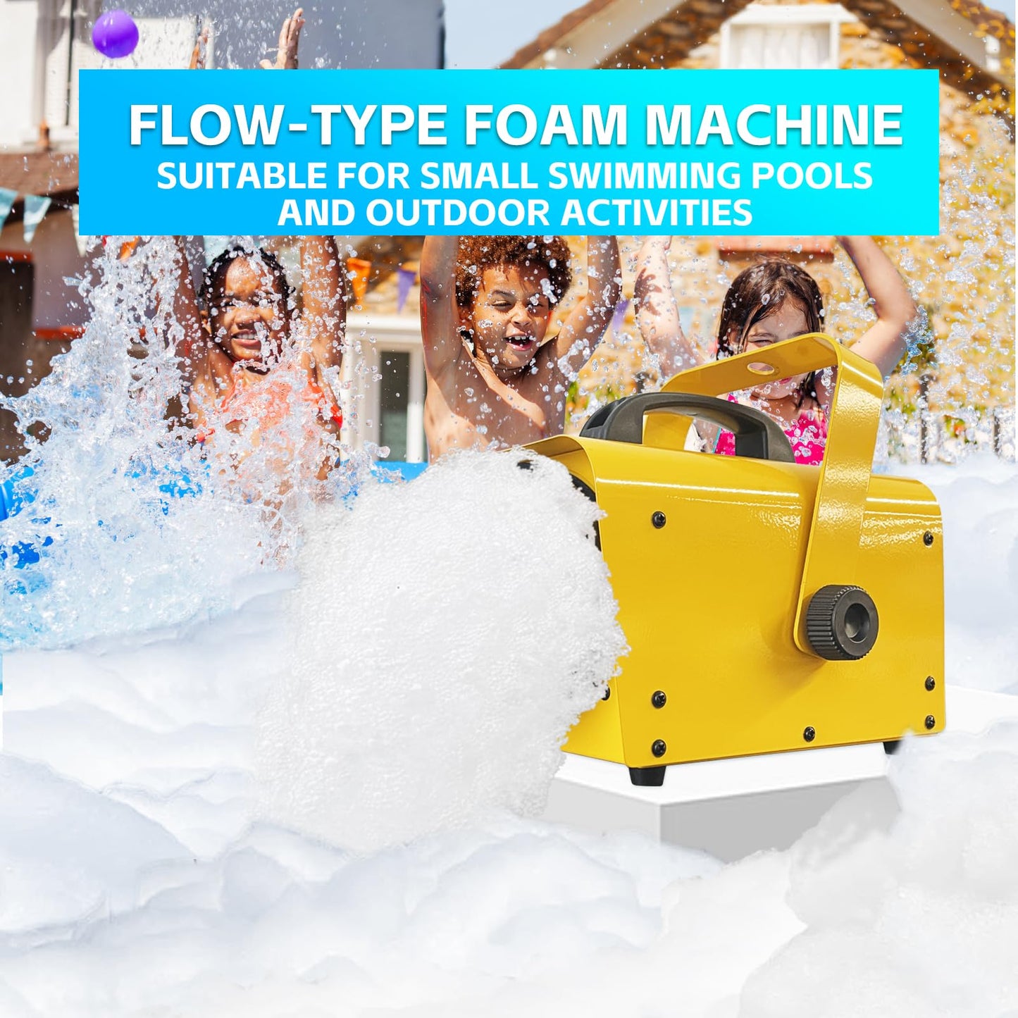 Flowing Foam Machine for Party, Party Foam Machine Without Support, Foam Cannon for Garden, Pool, Indoor, Birthdays, Celebrations, and Backyard Events