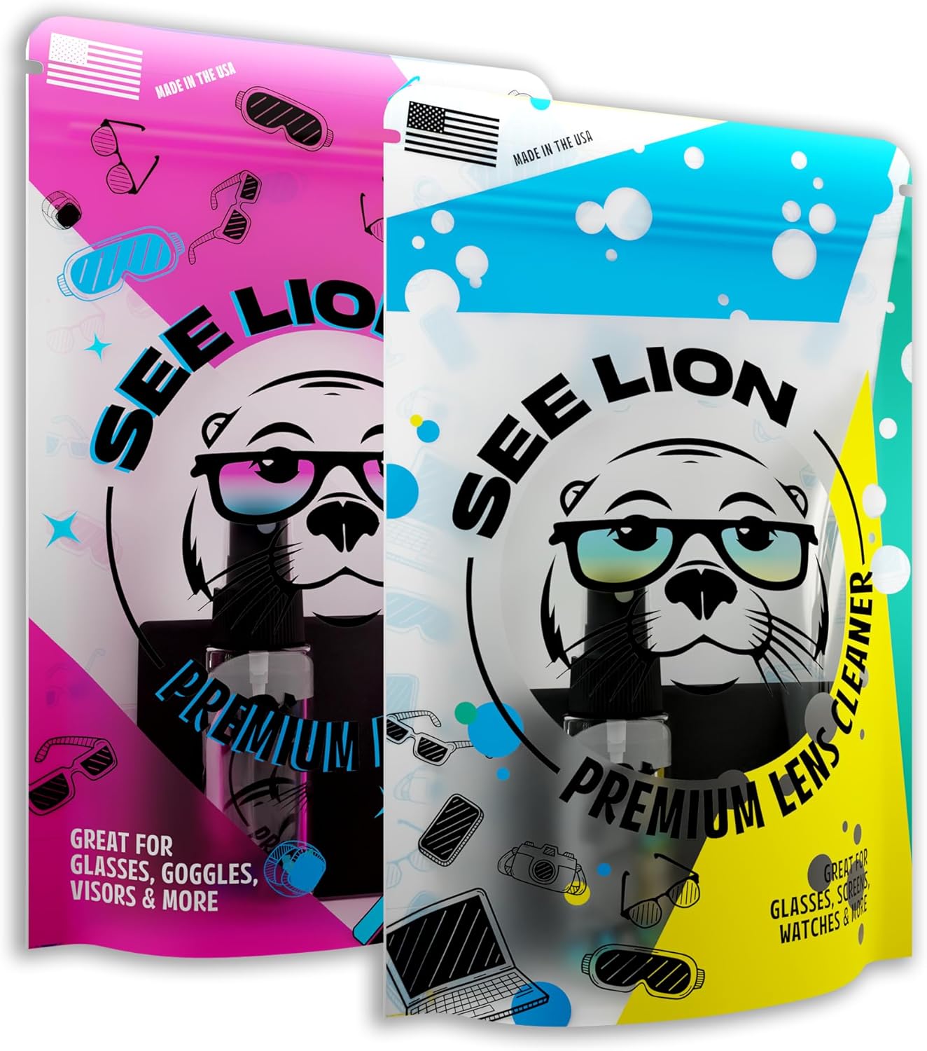 2 30ml 1oz cellhelmet See Lion Premium Lens Care Bundle | Anti Fog Spray + Streak-Free Lens Cleaner with Black