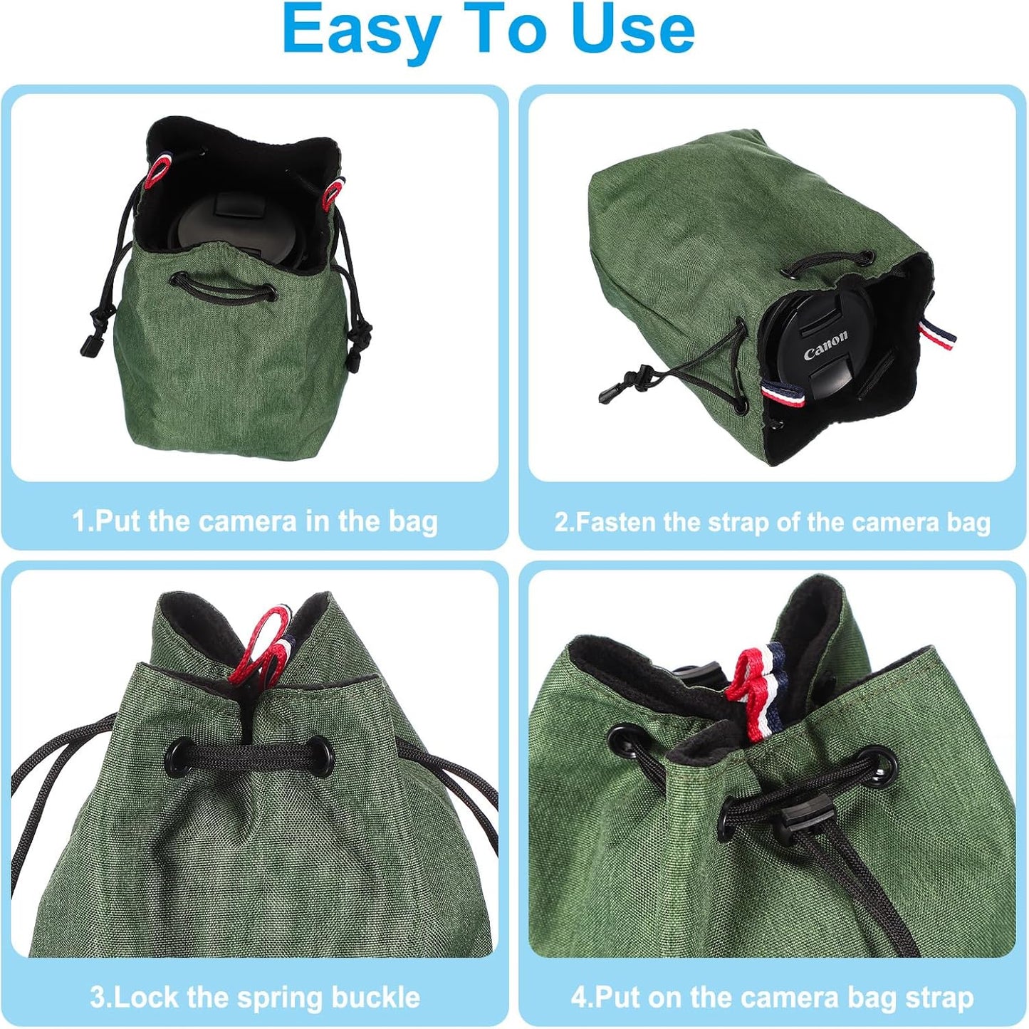 Waterproof Drawstring Camera Bag - Ideal for Lenses & Accessories