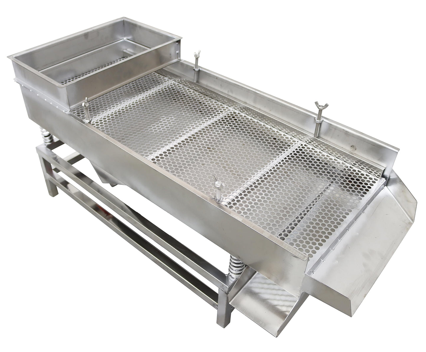 TECHTONGDA Straight Vibrating Sieve Screen Shaker Electric Linear Sifter Machine Stainless Steel One Layer Two Motor 10mm Screen Size 15.7×37.4inch 110V