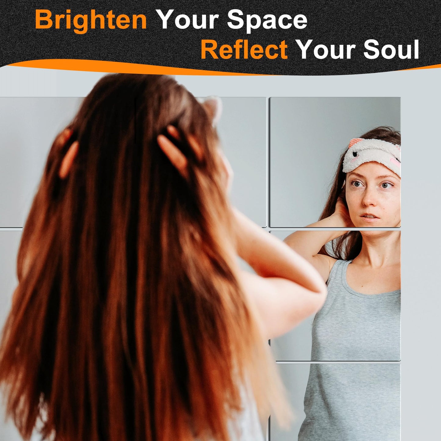 Delma Home Gym Mirrors, 12'' x 12'' Glass Mirror Tiles (16 PCS), Square Large Wall Mirror for Home Gym, Bedroom, Door,Bathroom, Frameless Mirror Sets