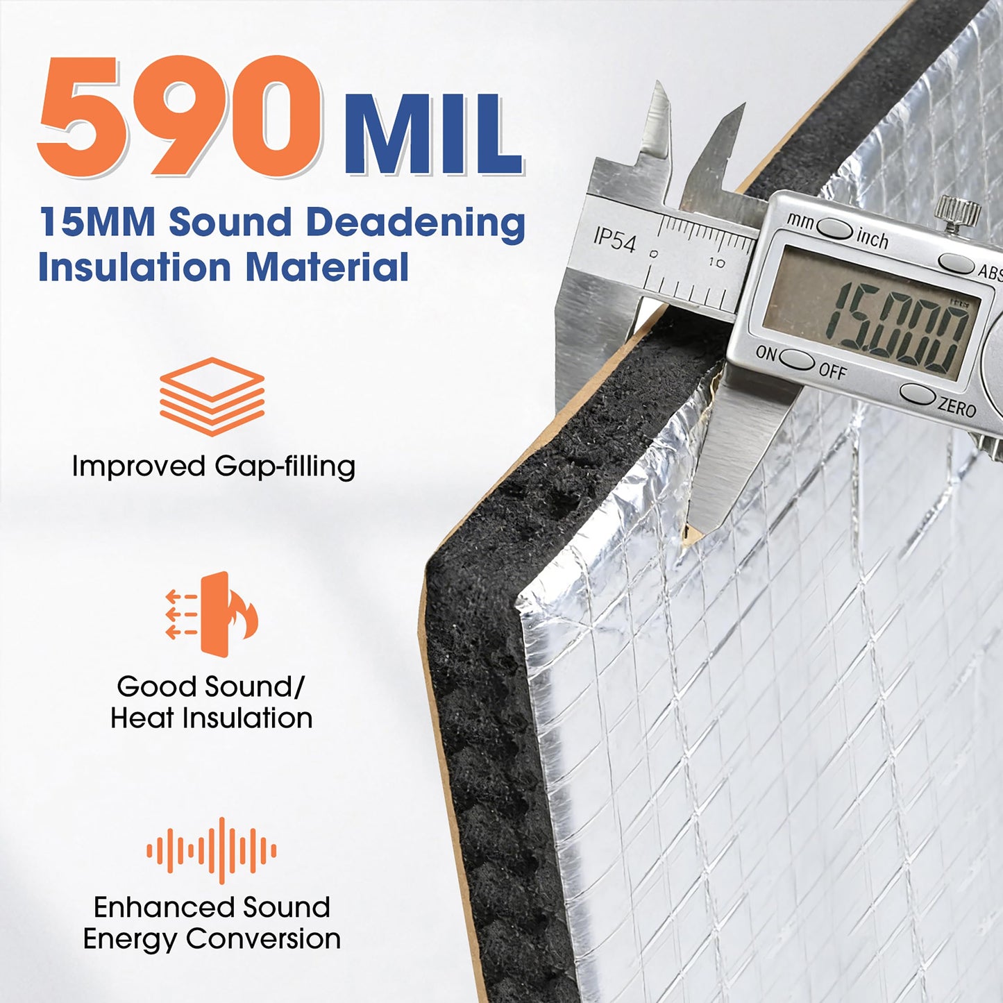 FOURUB 5/8inch Sound Deadening Heat Shield Material for Cars, 590 Mil Closed Cell Foam Insulation for Hood Engine Roof Trunk (Silver-590mil 39inch Wide, 30 sqft-110"x 39")
