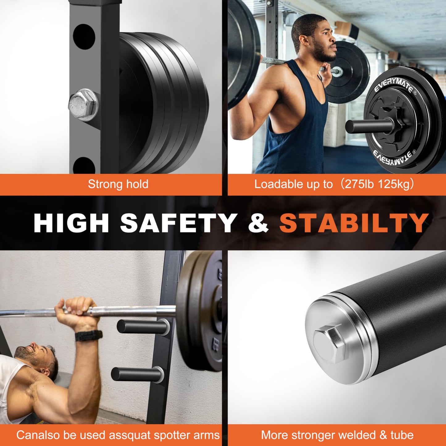 EVERYMATE Weight Plate Holder, Weight Plate Storage Rack, Fitness Squat Rack Attachments, For Power Rack 2x2-3x2,Fit 2" Weight Plates