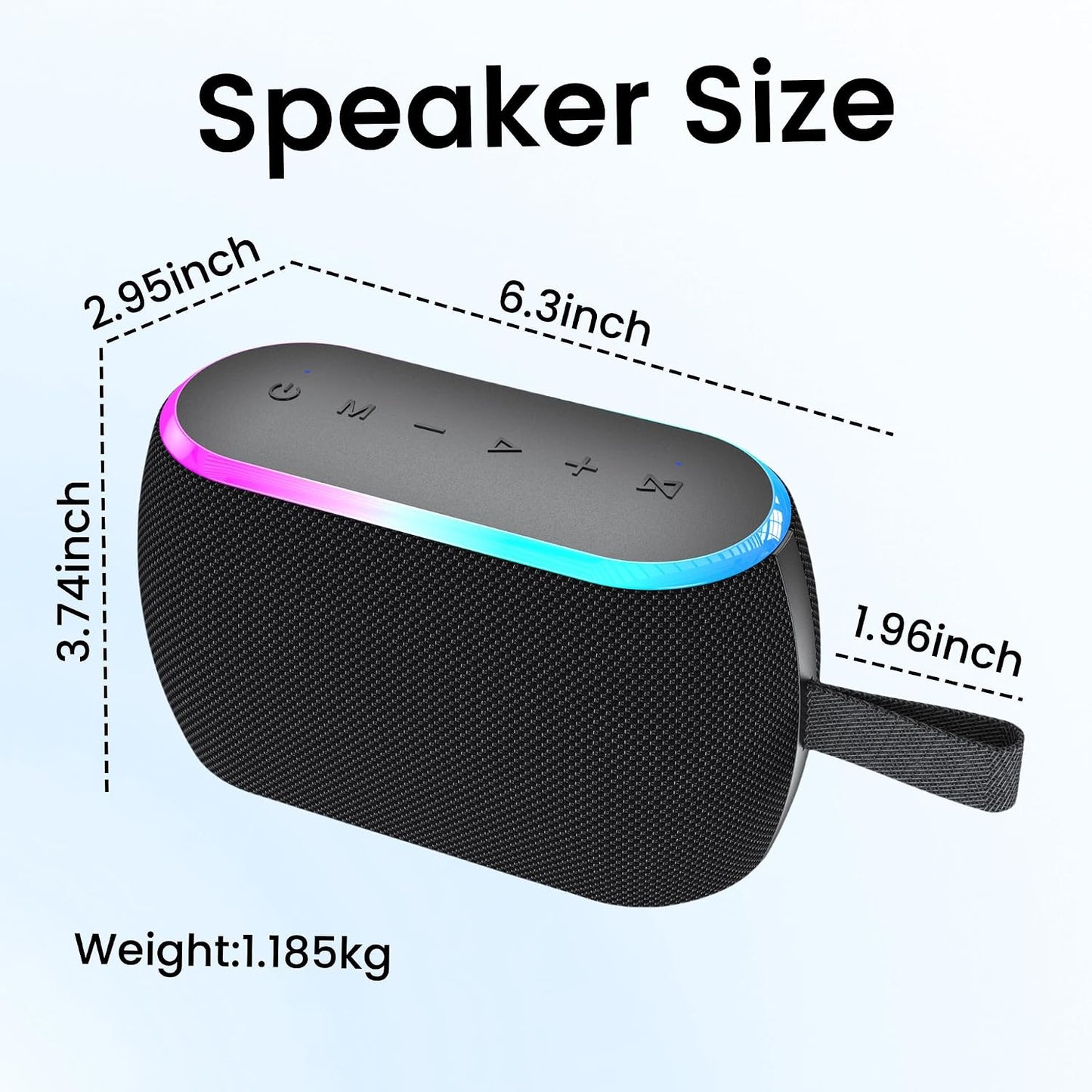 ZICOROOP 40W 5.3, IPX6 12H Bluetooth Speaker, Portable Wireless with Stereo Bass, Bluetooth Waterproof Shower Speakers