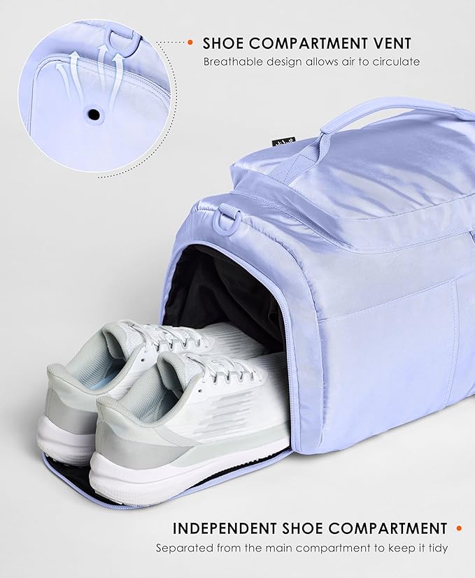 Gym Bag for Women Workout Gym Backpack with Shoe Compartment Sports Duffel Bag Multiple Pockets 30L (Lavender)