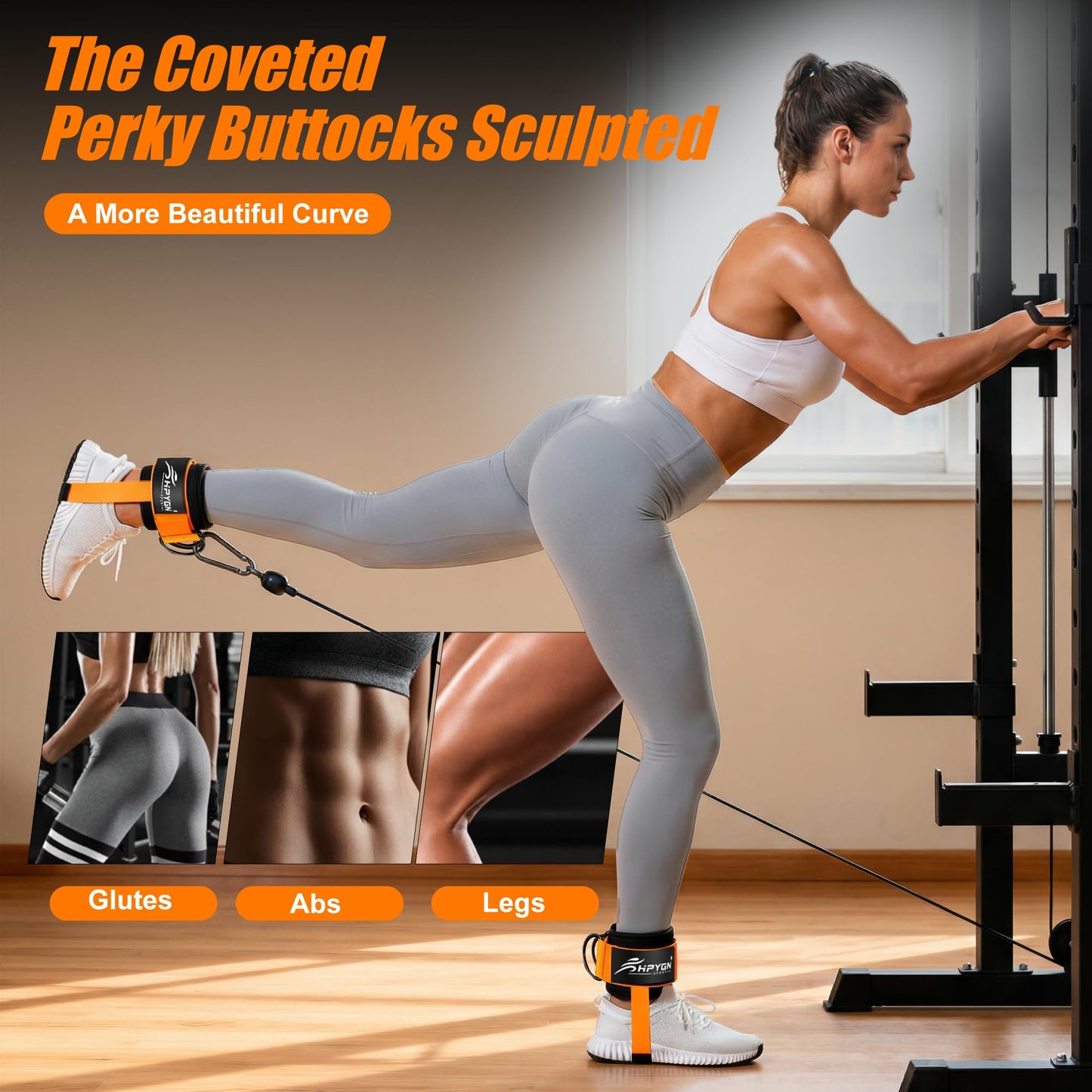 HPYGN Ankle Strap for Cable Machine, Padded Ankle Straps for Cable Machine Kickbacks, Glute Workouts, Leg Extensions, Curls, Booty Hip Abductors Exercise, Adjustable Comfort Ankle Cuff for Gym