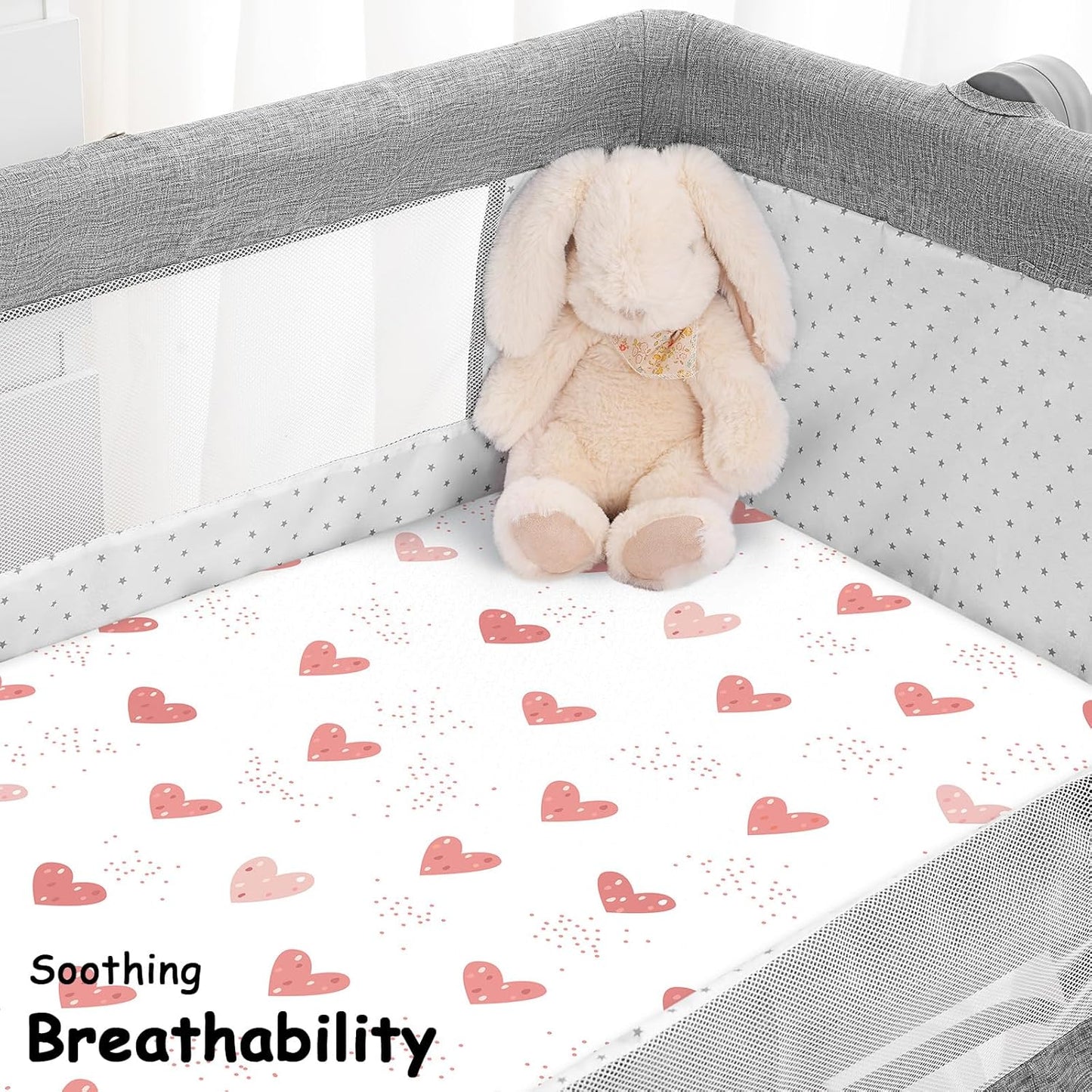 Yoofoss Bassinet Sheets - 3-Pack Fitted Mattress Covers for Halo & Baby Delight | Soft Pink Butterflies