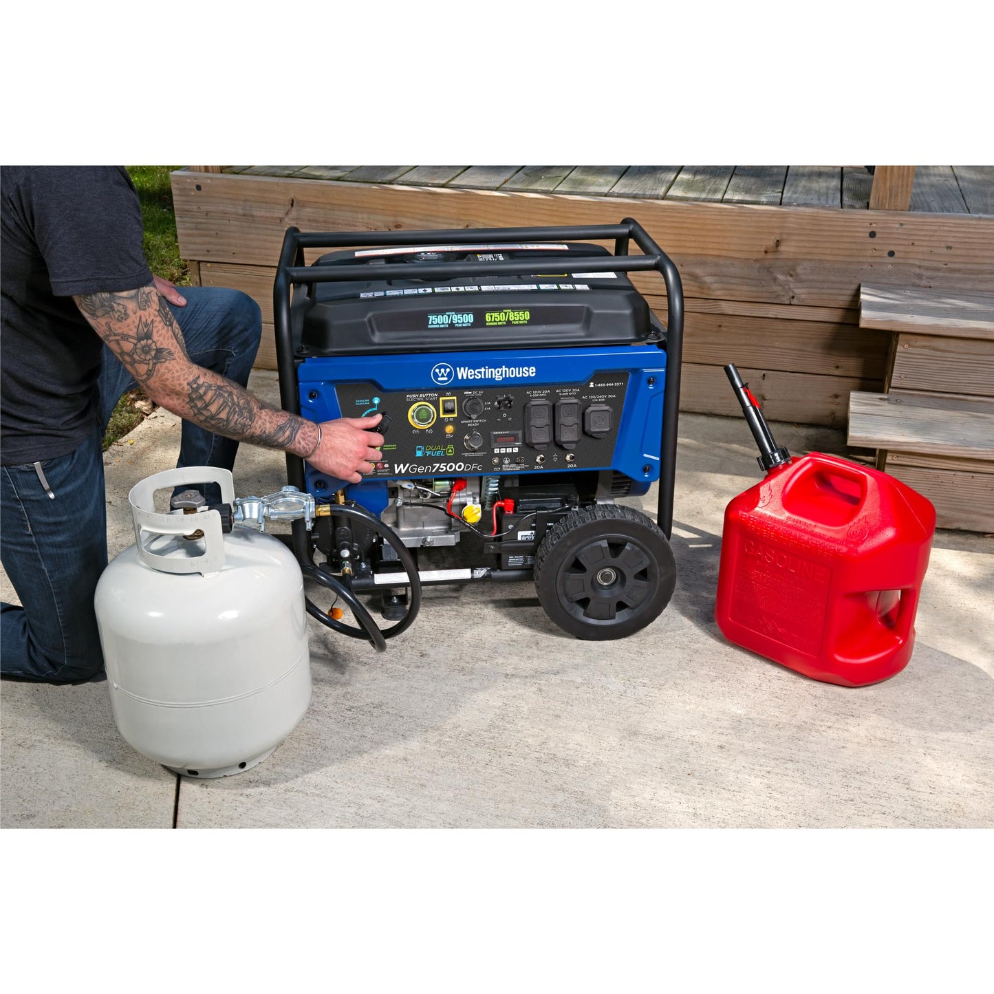 Westinghouse 9500 Peak Watt Dual Fuel Home Backup Portable Generator, Electric Start, Transfer Switch Ready, Gas & Propane Powered, CO Sensor