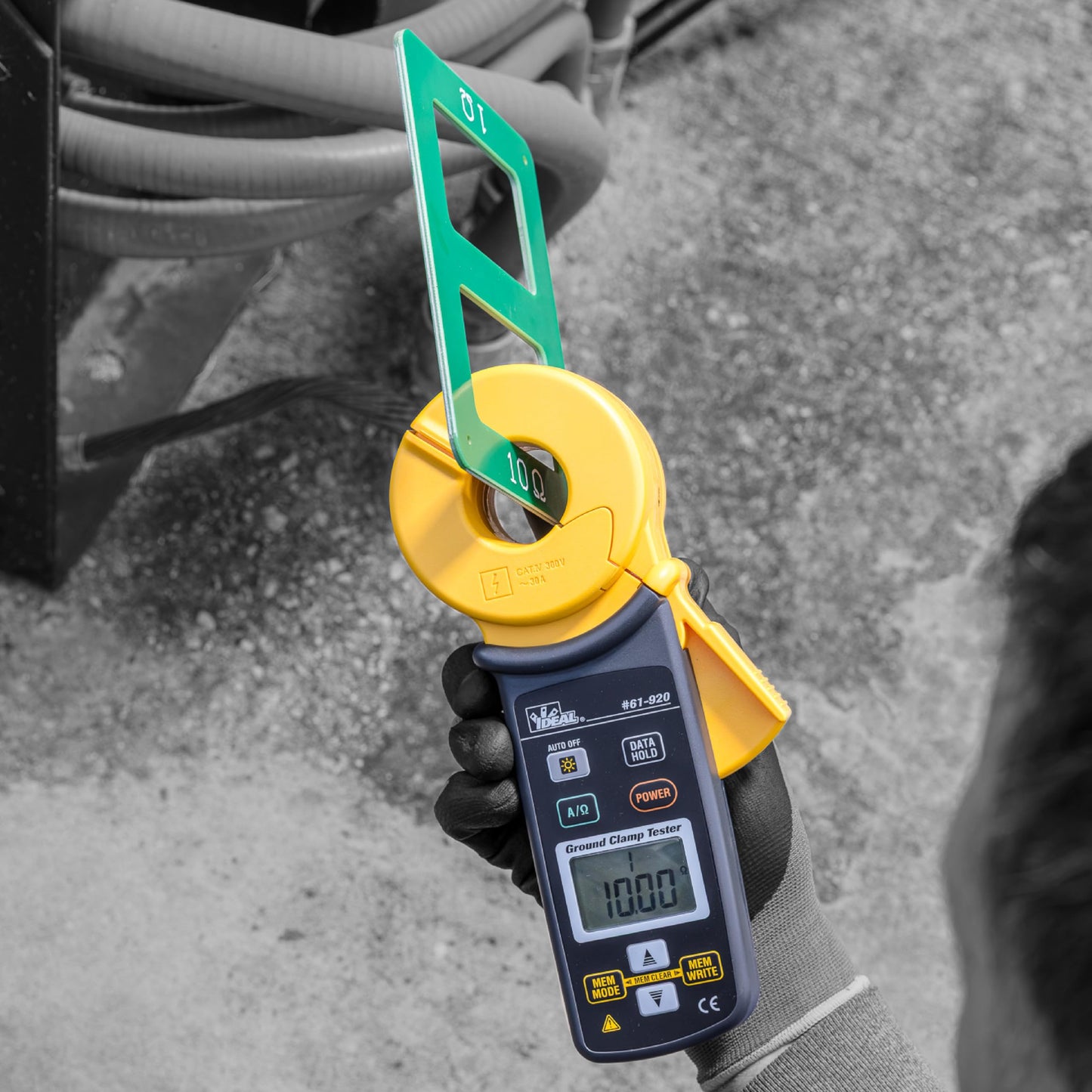 Ideal Electrical Ground Resistance Clamp Meter, Digital Auto-Ranging, Measures 0–1200Ω & 0–30A AC, True RMS, Noise Check, Data Hold, Continuity Buzzer, Memory Save, Auto Power-Off, Electrical Tools