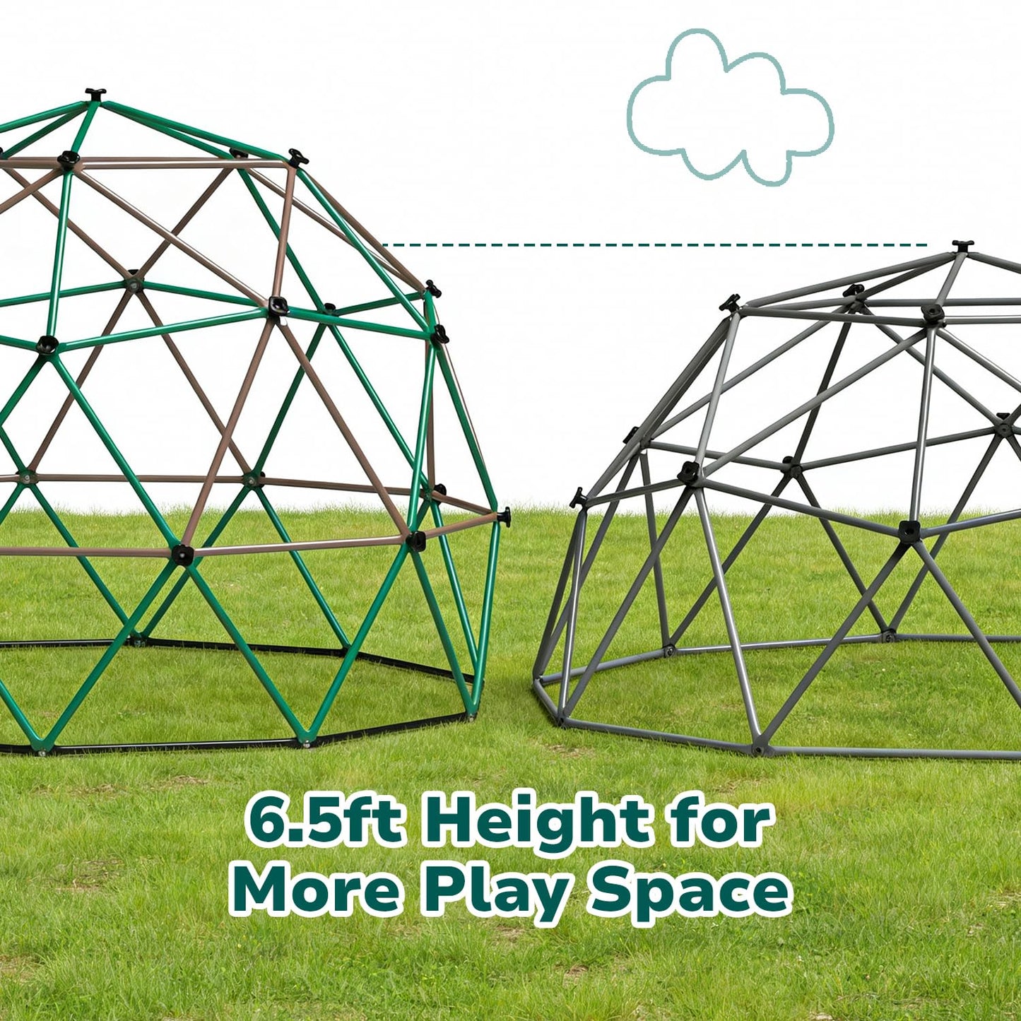 Hapfan 6.5 FT Tall Climbing Dome with Hammock, Large Jungle Gym for Kids Outdoor Backyard, Heavy Duty Monkey Bars Toys for Boys & Girls Ages 3-8 8-12, Weather-Resistant Playset, Patent Pending