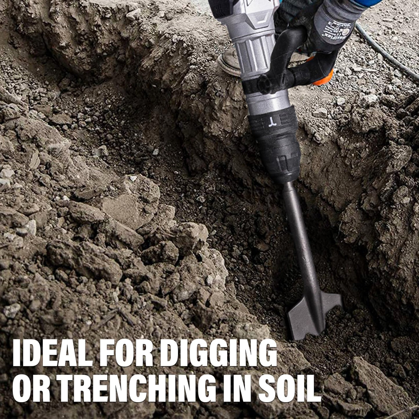 Berserker 12-Pound SDS-Max Demolition Jack Hammer with SDS Max Clay Spade, 4-1/2" x 18-1/2" Steel Shovel Bit