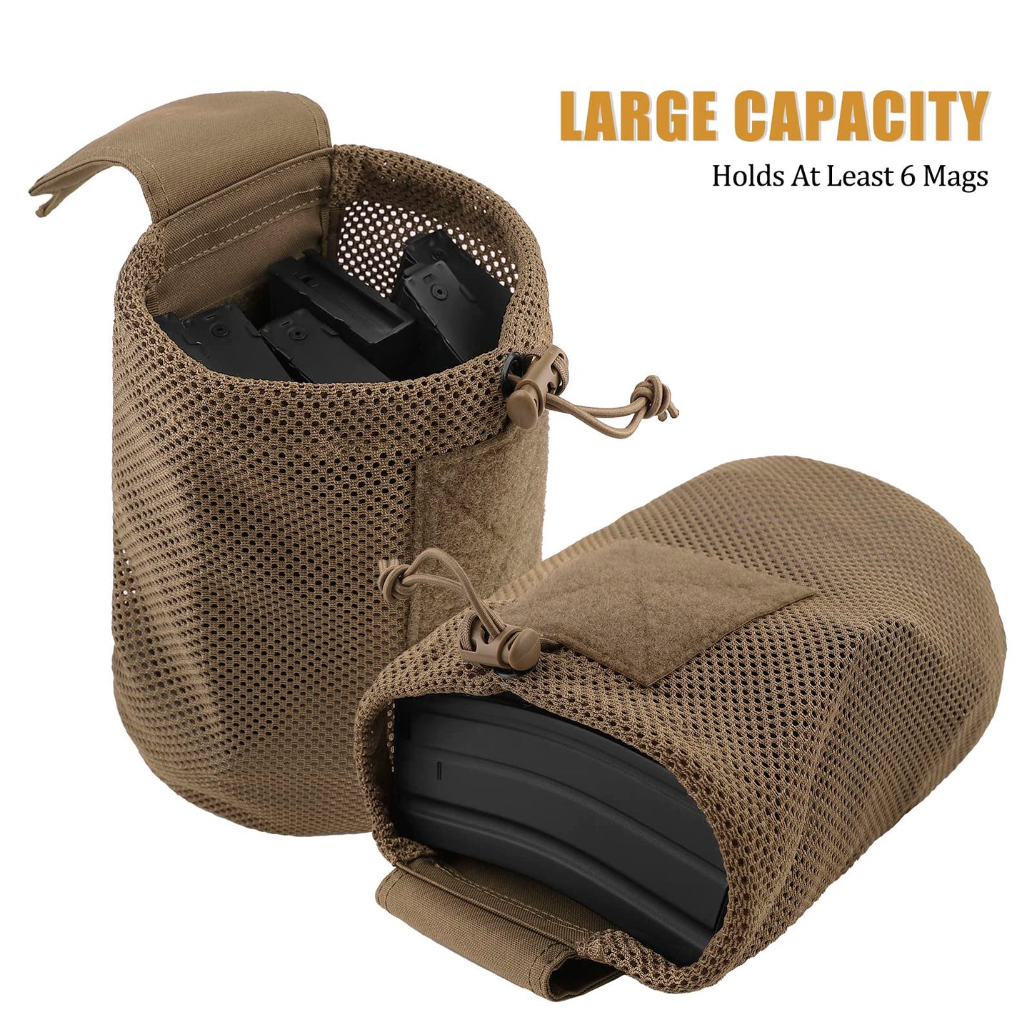 PETAC GEAR Dump Pouch,Molle Drawstring Mag Pouches,Roll Up Foldable Tactical Recovery Tool Pack,EDC Drop Net Storage Bag (Coyote Brown) …