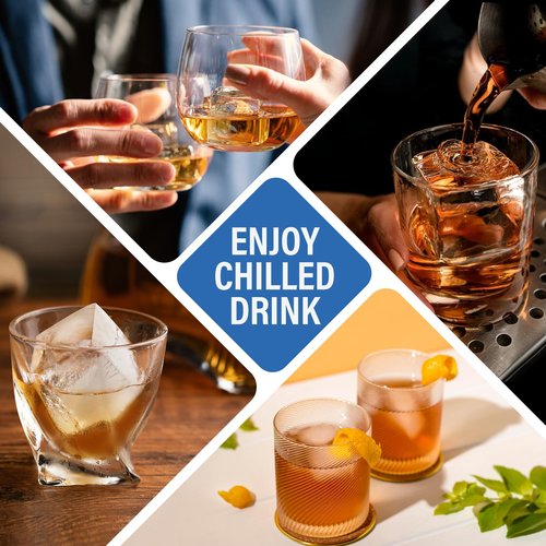 mossime Silicone Ice Cube Tray: 2pack Square Whiskey Large Ice Cube Molds - Old Fashioned Ice Cube Trays with Lid - 2inch Easy Release Big Freezer Mold for Cocktail Baby Food Soup & Juice