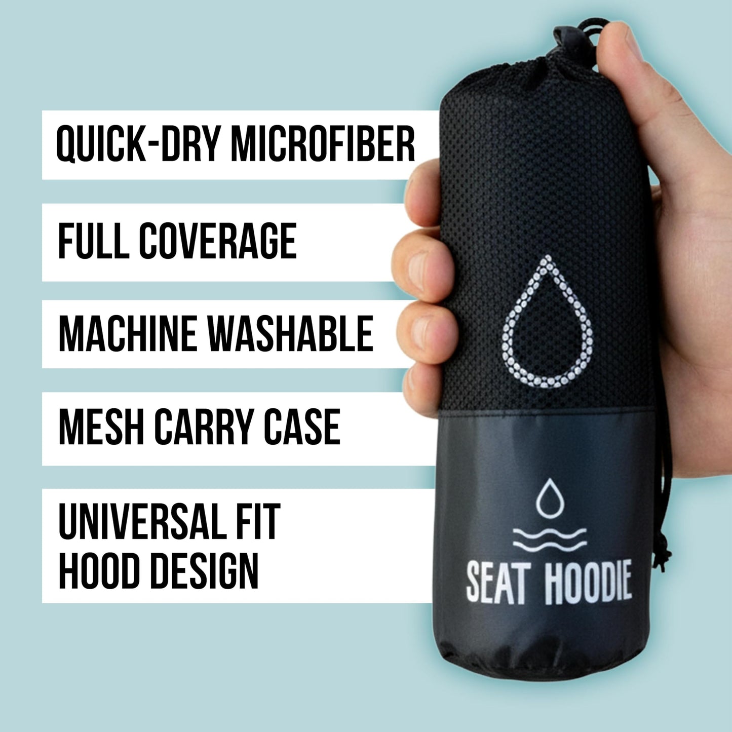 Seat Hoodie Car Seat Towel | Premium Microfiber Towel Seat Covers for Cars | Universal Fit & Machine Washable | Portable Car Seat Towel Cover After Gym, Yoga, Beach Black