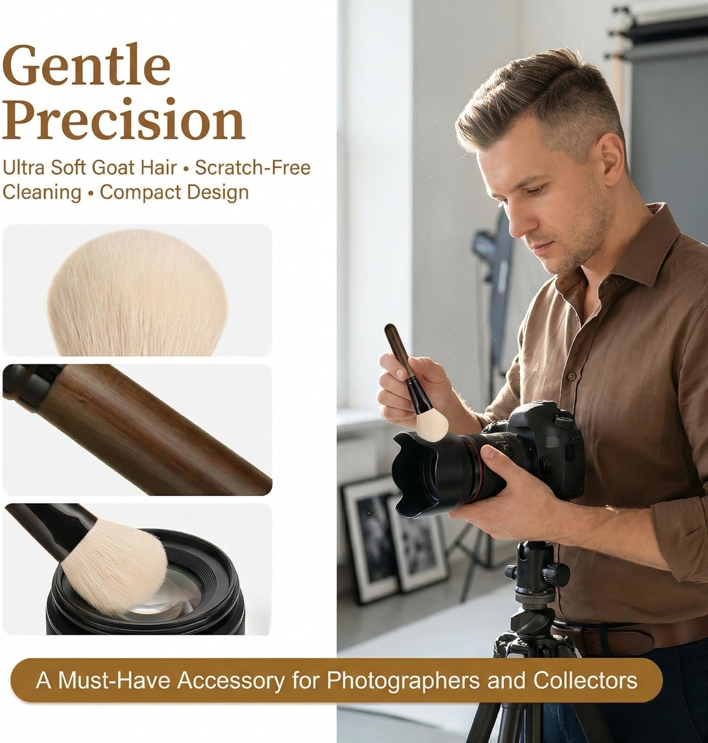 ZGGAZCA Lens Brush Camera Cleaning Kit for Lenses and Screen Goat Hair Cleaner Pen for DSLR Camera Computer Screen Soft