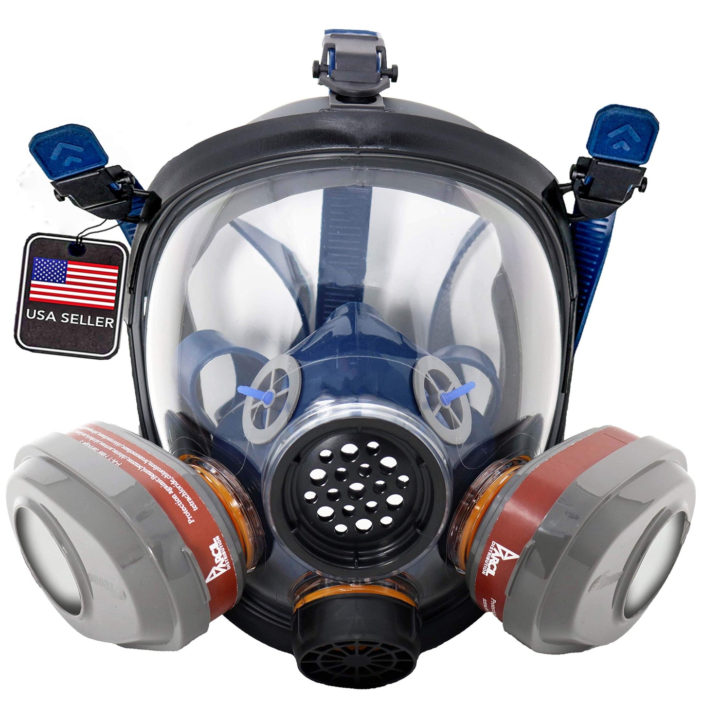 Parcil Distribution PT-101 Full Face Respirator Mask with Filters – Professional Grade Protection for Chemical Handling, Painting, Industrial Use, and Emergency Preparedness