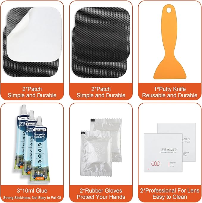 Self-Adhesive Trampoline Patch Repair Kit - 4 Square Patches