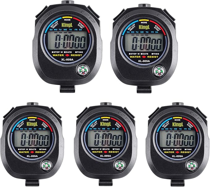 KingL Digital Stopwatch Timer - Interval Timer with Large Display (Stopwatch*5)