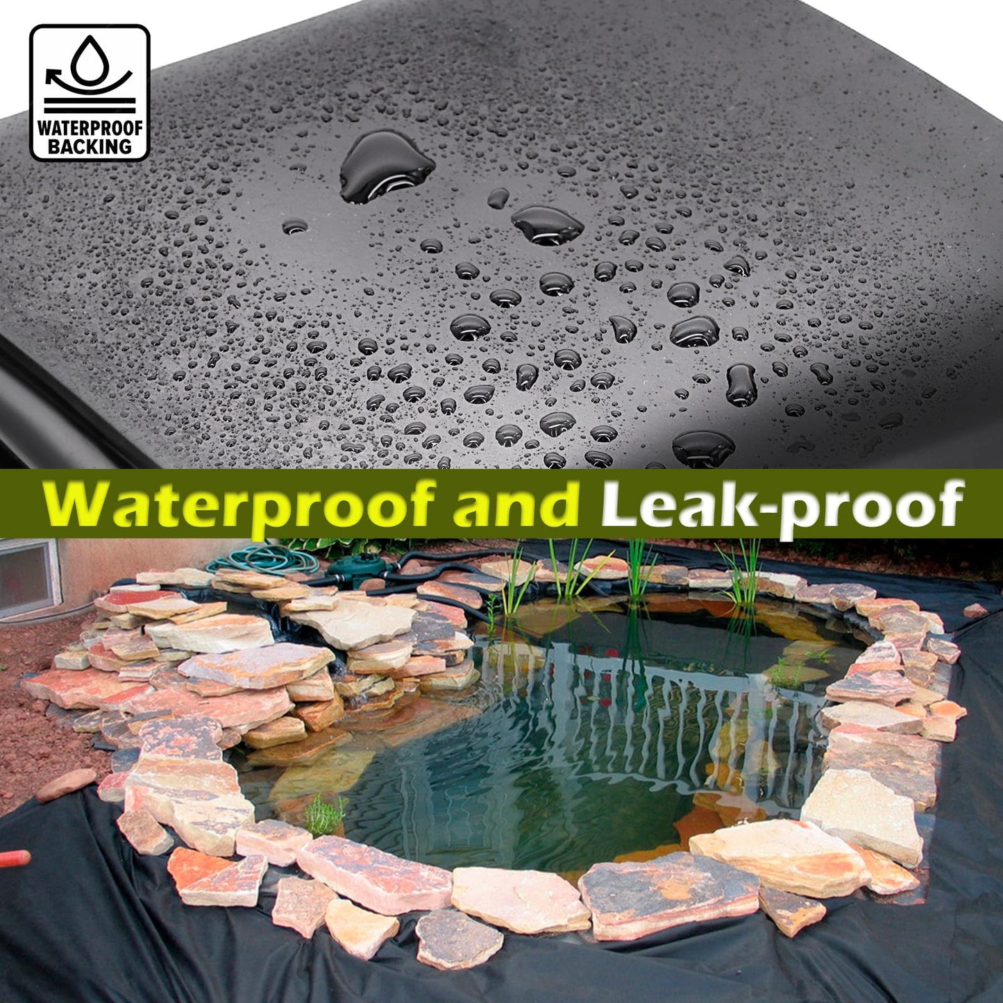 Froidesente 20 x 30 FT Pond Liner, 20 Mil Pond Liners for Outdoor Ponds, HDPE Pond Liner Easy Cutting Puncture Resistant, Pond Liners for Water Garden Fountain Waterfall, Koi Fish Aquaculture Pond